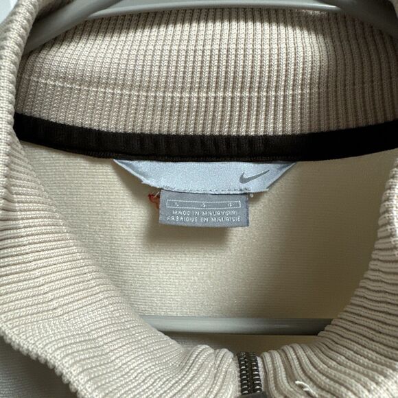 Vintage Y2K Nike Gray Tag Track Jacket Logo Spell Out Track Sz L Cream Color - Picture 3 of 6